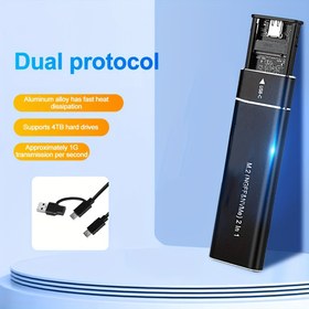 Resim Çift protokol SATA / NVME katı hal sabit disk kutusu, 5.08 cm -1 satır dizüstü bilgisayar M.2 harici sabit disk kutusu 