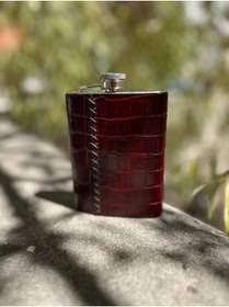 Resim OLDIE LEATHERCRAFT Hadro El Yapımı Hakiki Deri Çelik Alkol Matara (KİŞİSELLEŞTİRİLEBİLİR) 