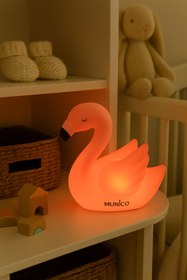 Resim Munico LED Işıklı Flamingo Masa Lambası - Pilli, Tropikal Tasarımlı, Sıcak Işık Tonlu Dekoratif Aydınlatma 