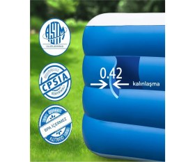 Resim Havana 262X175X70CM Şişme Havuz 3 Katmanlı Büyük Boy Dikdörtgen Yüzme Havuzları Aile ve Çocuklar Için Tatil 
