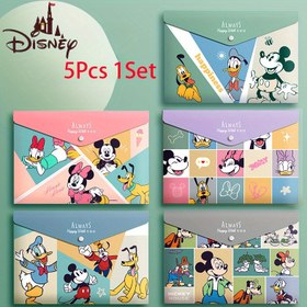 Resim 5 adet 1 Set Disney Mickey Minnie Dosya Düzenleyici, Snap Kapatma ve Klasik Karikatür Karakter Tasarımı, Büyük Kapasite. Okul veya Ofis'te Dosyaları Saklamak İçin Mükemmel 
