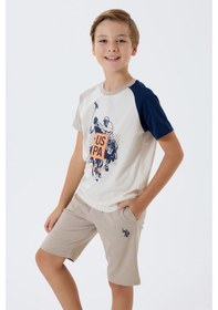 Resim U.s. Polo Assn. Erkek Çocuk Bej Bermuda Takım 5274-49795 Bej 
