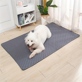 Resim 1 adet Yıkanabilir Köpek İdrar Pedi - Emici, Kaymaz, Hızlı Kuruyan Evcil Hayvan Eğitim Matı, Köpekler & Kediler için Yeniden Kullanılabilir Bebek Bezi Astarı, Dayanıklı Polyester Lif, Kapitone Tasarımlı Açık Gri, Yavru Köpek İdrar Pedleri 