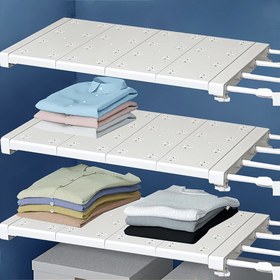 Resim Teleskopik Tasarımlı Ayarlanabilir Genişletilebilir Geri Çekilebilir Raf - Duvara Monte Alan Tasarrufu Sağlayan Organizatör, 3.2 Cu Ft Kapasite, Dayanıklı Plastik Dolap, Gardırop, Mutfak ve Ev Depolama için, Montajlı Dolap Sistemleri 