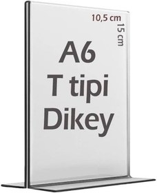 Resim A6 T-Tipi Dikey Şeffaf Föylük Menü Broşür Etiket Fotoğraflık Albüm Stand Sehpa 
