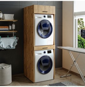 Resim Çamaşır Ve Kurutma Makinesi Dolabı+Üst Dolabı 67X205 Cm A.Çam Atlantikçam 