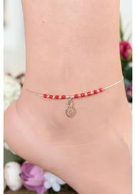 Resim Kırmızı Renk Miyuki Taşlı Ananas Figürlü Metal Hal Hal Çok Renkli 