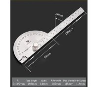 Resim 2Liyao 0-180 Derece 3 In1 Paslanmaz Çelik T Kare Cetvel Ayarlanabilir Kayar Kombinasyon Kare Cetvel ve Iletki Seviye Ölçüm Seti (Yurt Dışından) 