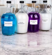 Resim Karçiçeği Home 4'lü Şişe Banyo Seti Cam Softener Detergent Whites Colors Dark Şişesi 1500 ml Siyah Kapaklı 