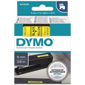 Resim DYMO D1 Sarı\u002FSiyah Yedek Şerit 9mm x 7mt (40918) 