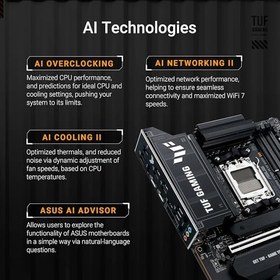 Resim ASUS TUF GAMING X870E-PLUS WIFI7 AMD X870 AM5 DDR5 8000 HDMI 2xUSB4 4x M2 USB3.2 WiFi 7 + BT AURA RGB 2.5Gbit LAN ATX 16+2+1+1 Güç Aşamaları, Çift USB4, Gelişmiş AI Bilgisayarları için Hazır Anakart 