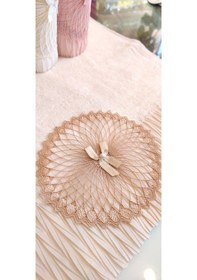 Resim 3.lü Set Çeyizlik 50x90 Cm. Lüks Piliseli Özel Kadife Doku El Ve Yüz Havlu Seti, Nişan Havlusu Krem6.lı Krem 