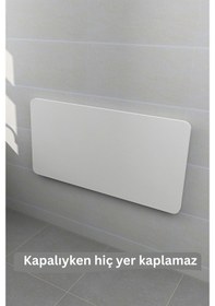 Resim 60x110 Cm 4 Köşe Oval Mat Beyaz Duvara Monte Kırma Katlanır Yemek Masası 
