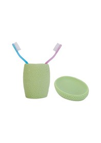 Resim Sıa 2 Li Banyo Seti.Yeşil Petek Model.Poliresin Yeşil 