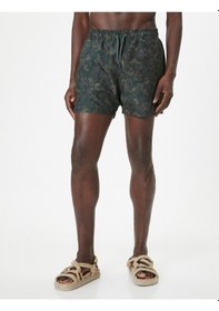 Resim Koton Deniz Şortu Kısa Oversize Soyut Baskılı Beli Bağcıklı Yeşil Desenli 4sam00044mw 