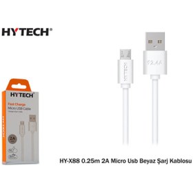 Resim HY-X88 0.25m 2A Micro Usb Beyaz Şarj Kablos Hytech