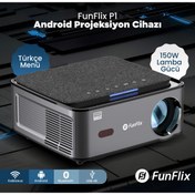 Resim FunFlix P1 Android 4K Destekli LED Full Hd Projeksiyon Cihazı, Bluetooth, 150W Lamba, 300 Inç 