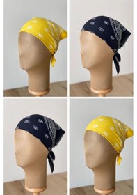 Resim Pamuklu Klasik Desen Unisex 4lü Bandana Seti Renkli Bandana Etnik Desenli A Kalite Bandana Kırmızı - Turuncu 
