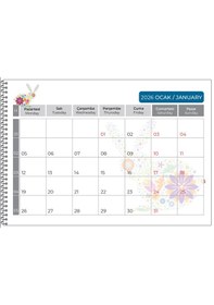 Resim 2026 Masaüstü Defter Planlama Takvim-23x33 Cm-renkli Desenli 