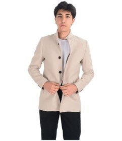 Resim Cengiz Inler Dik Yaka Düğmeli Erkek Kaşe Kaban 001 