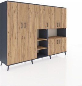Resim Hyperion Dolap 13 Raflı 7 Kapaklı 220x44x163 Antrasit-çam Atlas Çam - Antrasit 