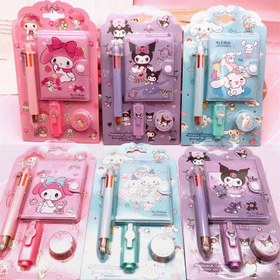 Resim Sanrio Hello Kitty & Friends 4pcs Stationery Set-Including Mini Notepad, Fluorescent Pen and Tape-Perfect Gift for Women 