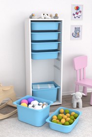 Resim Pratico Zola 7 Sepetli Dolap Oyuncak Dolabı Çok Amaçlı Mutfak Banyo Kiler Dolabı Mavi 