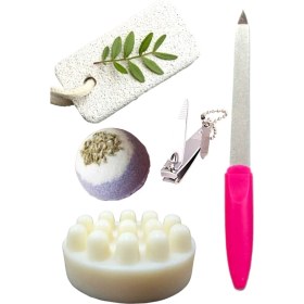 Resim Nadom 5'li Ayak Peeling Bakım Rahatlatıcı Doğa Keçi Sütlü Sabun Nem Topu Yatıştırıcı Pedikür Seti 