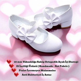 Resim Beebron Ortopedik Topuklu Abiye Kız Çocuk Ayakkabı Soft Series Abiayk2401 Mat Beyaz Beyaz 