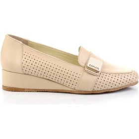 Resim Bej Hakiki Deri Kadın Dolgu Topuklu Ayakkabı K01531250003 Bej 