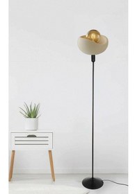 Resim Metal Ayaklı Beton Lambader Bohem E27 Siyah La94 Krem 