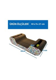 Resim Herniks Doğal Kedi Otlu ve Zilli Toplu Kedi Tırmalama Kartonu Hr2022C 44 CM 