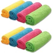 Resim SanalAMCA Store Elegante Mikrofiber Bez 8'li Paket Renkli Mutfak Temizlik Bezi, Oto Kurulama Toz Bezi 