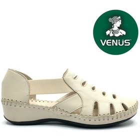 Resim Venüs Malin Hakiki Deri Comfort Ortopedik Kadın Sandalet Bej 