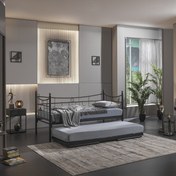 Resim Unimet Daily Yavrulu Daybed Tek-çift Kişilik Sedir Metal Karyola Siyah 