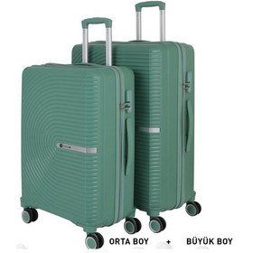 Resim Mçs Bavul Büyük Ve Orta 2li Set Kırılmaz Silikon Valiz V374 Su Yeşili Su Yeşili 