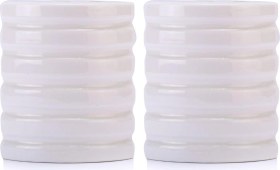 Resim 2 Adet Seramik Diş Fırçalık Oval Çizgili Model 9x6x11cm Banyo Seti Çok Renkli 