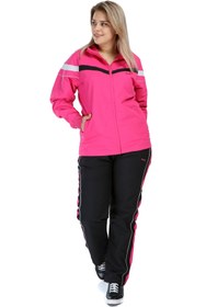 Resim Fantasy Pembe Kadın Yarım Balıkçı Yaka Boydan Fermuarlı Büyük Beden Eşofman Takımı Edy958p 