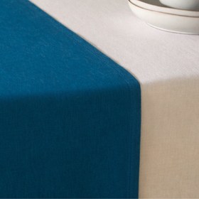 Resim Genoa Dokuma Keten Leke Tutmaz Runner 50x150 cm Petrol Mavisi - 50x150 cm 