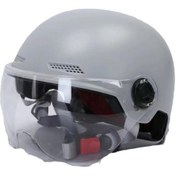 Resim Pazly--elektrikli Araç Motosiklet Üç Tekerlekli Bisiklet Baş Koruma Kaskı Çevre Koruma Malzemesi Patlamaya Dayanıklı Kask Gri 