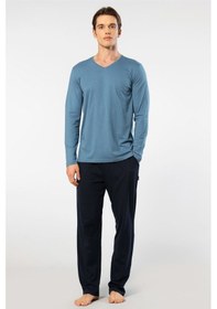 Resim Cacharel Erkek Uzun Kollu Modal Pijama Takımı 2237/indigo İndigo 