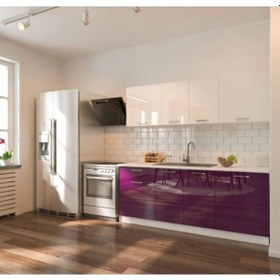 Resim Tdesigno Selvi Hazır Mutfak Dolabı 200 CM Parlak Mürdüm Ve Beyaz Tezgah Dahil Değil Beyaz - Mürdüm 