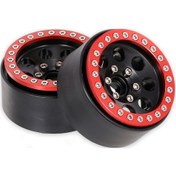Resim Shineyee 1/10 Rc Tırmanma Aracı İçin 55mm Çapında Metal Jant - 8 Delikli Siyah/kırmızı 