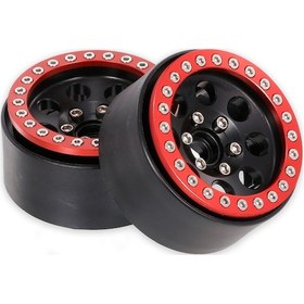Resim Shineyee 1/10 Rc Tırmanma Aracı İçin 55mm Çapında Metal Jant - 8 Delikli Siyah/kırmızı 