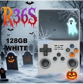 Resim Gaojunshop01 R36s Retro Oyun Konsolu 128gb Beyaz Dual Joystick Uzun Pil Ömürlü Taşınabilir 
