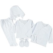 Resim Melish Bebe Unisex Bebek Beyaz Yenidoğan Acil Zıbın Seti 5'li 