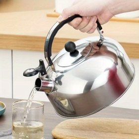 Resim 1 adet 3L Paslanmaz Çelik Demlik - Ocak Üstü Güvenli Düz Tabanlı Düdüklü Demlik, Ergonomik Saplı, Elektriksiz Kullanım, Gaz ve Elektrikli Ocağa Uygun, Dayanıklı & Kolay Temizlenebilir Tasarım, Parlak Yüzey, Ev Mutfakları İçin Pas Dirençli, Ocak Üzeri Kullanımı, Düdük Özelliği, Sağlam Yapı 
