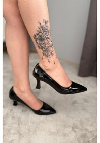 Resim Preshley Kadın Sity Siyah Rugan 6 Cm İnce Topuklu Stiletto Siyah 