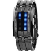 Resim Hanyang Siyah-Erkek Erkekler Izle 50 M Su Geçirmez Lava Izle Çift Sıralı Lamba LED Izle Erkek Moda Çelik Bant Elektronik Spor Izle Relogios Masculino (Yurt Dışından) 