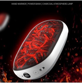 Resim X6 10000mah Güç Bankası 3 Vitesli Sıcaklık Kömür Ateşi Tasarım Kış Elektrikli El Isıtıcı - Beyaz Ow 